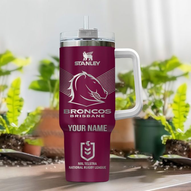 Brisbane Broncos Nrl Custom Stanley Quencher 40Oz Stainless Steel - Image 2