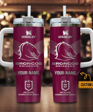 Brisbane Broncos Nrl Custom Stanley Quencher 40Oz Stainless Steel