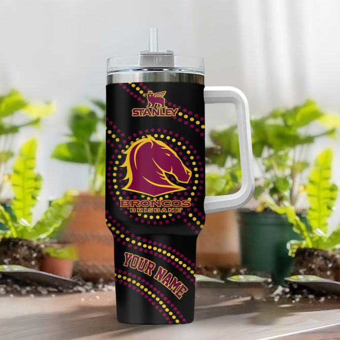 Brisbane Broncos Nrl Custom Stanley Quencher 40Oz Stainless Steel Tumbler With Handle - Image 2