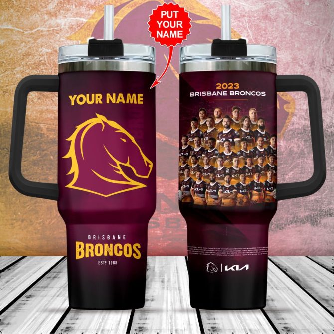 Brisbane Broncos Nrl Custom Stanley Quencher 40Oz Stainless Steel Tumbler With Handle