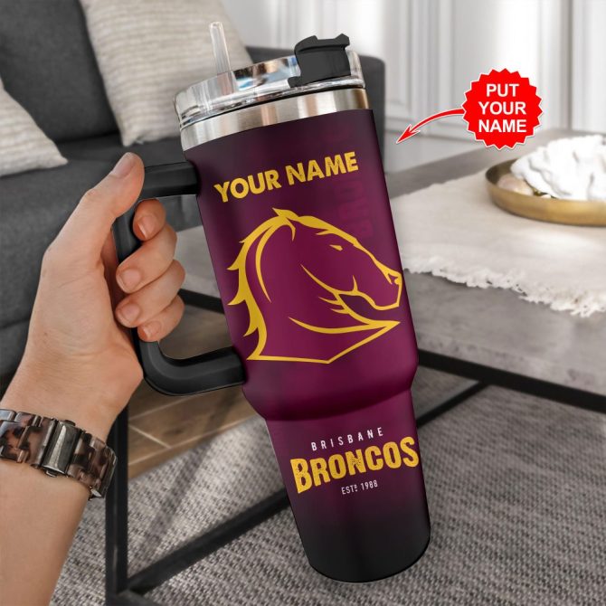 Brisbane Broncos Nrl Custom Stanley Quencher 40Oz Stainless Steel Tumbler With Handle - Image 2