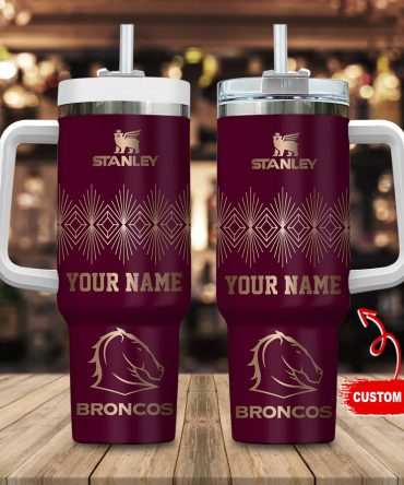 Brisbane Broncos Nrl Custom Stanley Quencher 40Oz Stainless Steel Tumbler With Handle