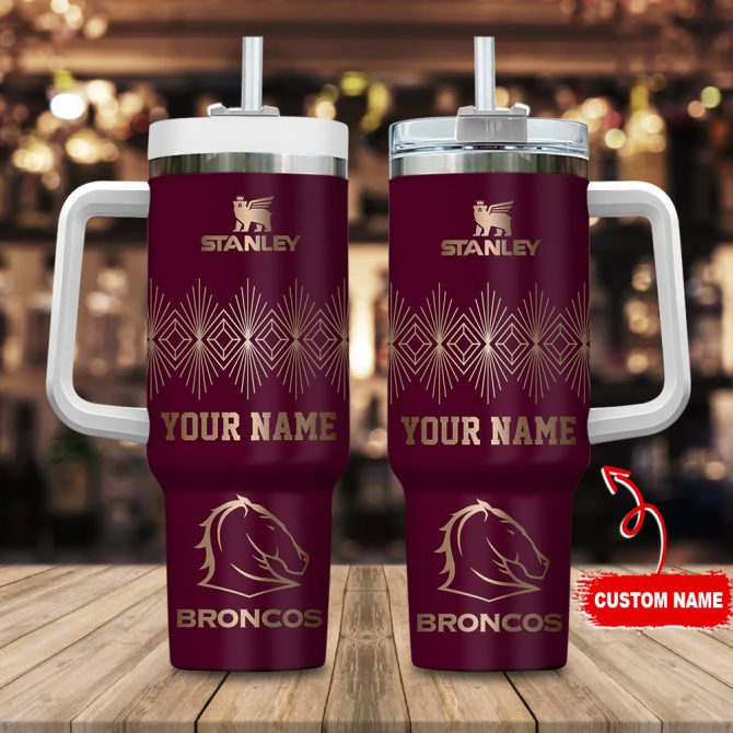 Brisbane Broncos Nrl Custom Stanley Quencher 40Oz Stainless Steel Tumbler With Handle