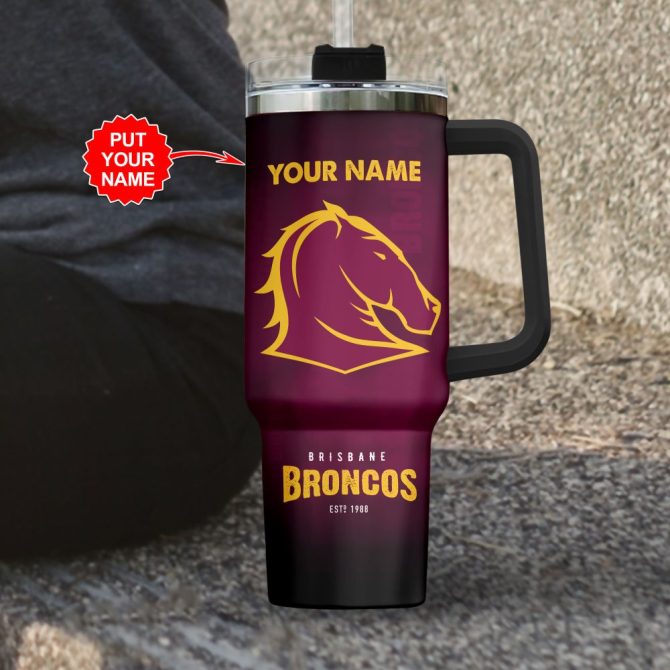Brisbane Broncos Nrl Custom Stanley Quencher 40Oz Stainless Steel Tumbler With Handle - Image 3