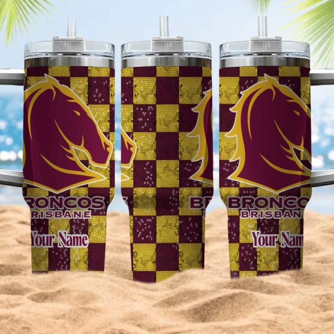 Brisbane Broncos Nrl Custom Stanley Quencher 40Oz Stainless Steel Tumbler With Handle - Image 3