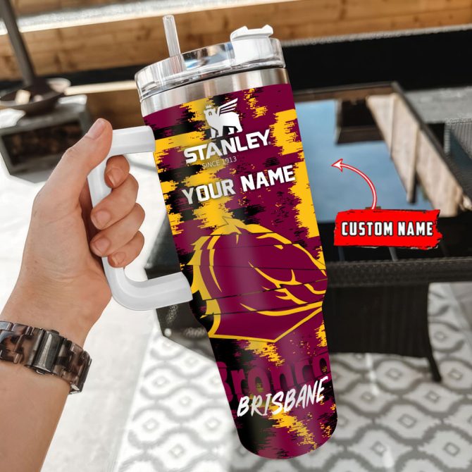 Brisbane Broncos Nrl Custom Stanley Quencher 40Oz Stainless Steel Tumbler With Handle - Image 3