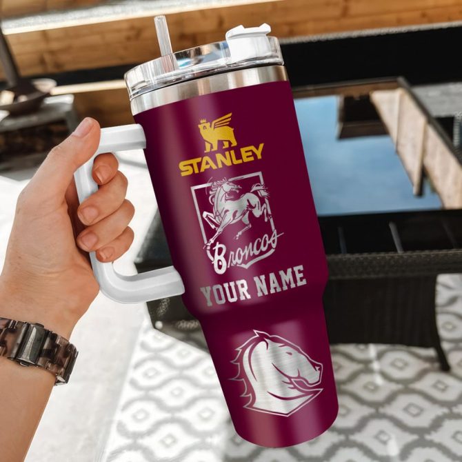 Brisbane Broncos Nrl Custom Stanley Quencher 40Oz Stainless Steel Tumbler With Handle - Image 3