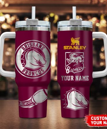 Brisbane Broncos Nrl Custom Stanley Quencher 40Oz Stainless Steel Tumbler With Handle