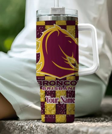 Brisbane Broncos Nrl Custom Stanley Quencher 40Oz Stainless Steel Tumbler With Handle