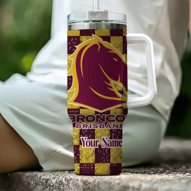 Brisbane Broncos Nrl Custom Stanley Quencher 40Oz Stainless Steel Tumbler With Handle