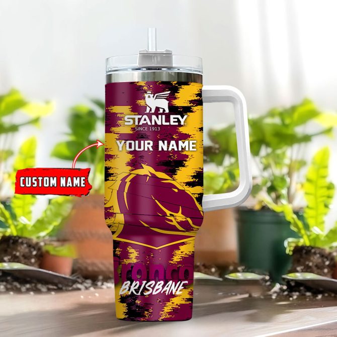 Brisbane Broncos Nrl Custom Stanley Quencher 40Oz Stainless Steel Tumbler With Handle - Image 2