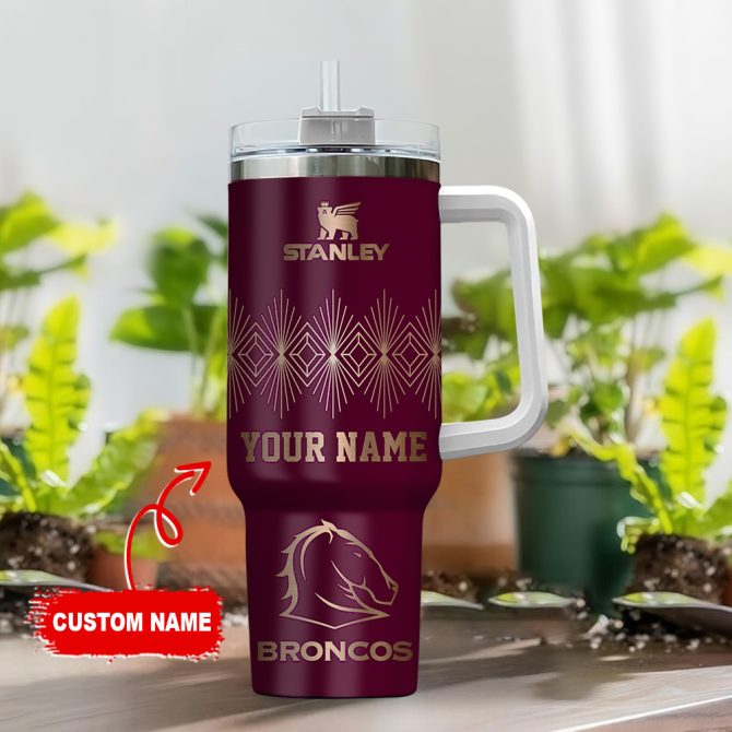 Brisbane Broncos Nrl Custom Stanley Quencher 40Oz Stainless Steel Tumbler With Handle - Image 2