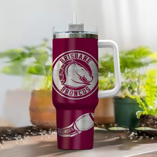 Brisbane Broncos Nrl Custom Stanley Quencher 40Oz Stainless Steel Tumbler With Handle - Image 2