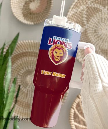 Brisbane Lions Afl Custom Stanley Quencher 40Oz Stainless Steel Tumbler With Handle
