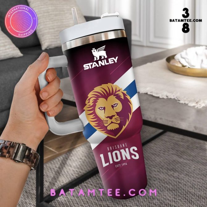 Brisbane Lions Afl Custom Stanley Quencher 40Oz Stainless Steel Tumbler With Handle