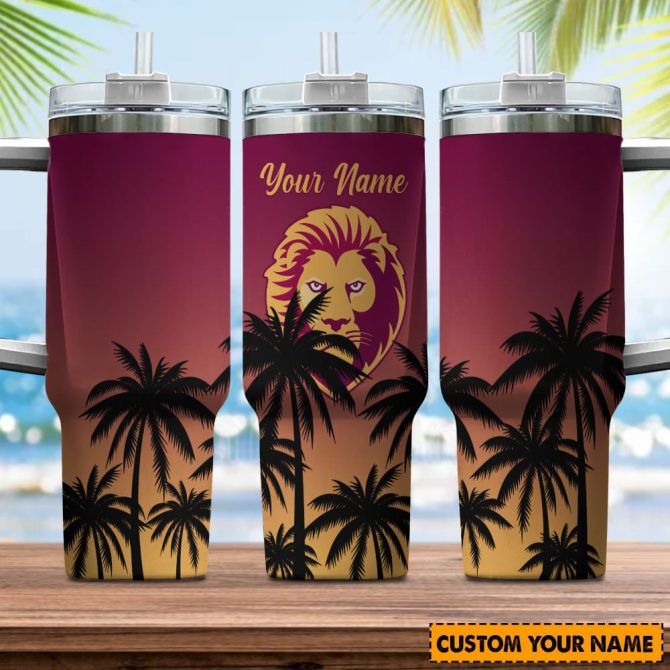 Brisbane Lions Afl Custom Stanley Quencher 40Oz Stainless Steel Tumbler With Handle - Image 4