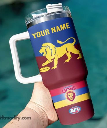 Brisbane Lions Afl Custom Stanley Quencher 40Oz Stainless Steel Tumbler With Handle