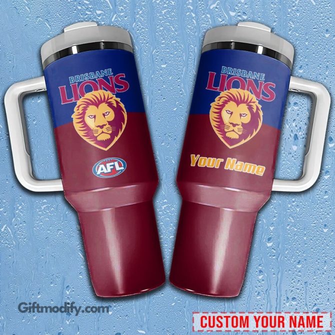 Brisbane Lions Afl Custom Stanley Quencher 40Oz Stainless Steel Tumbler With Handle - Image 2