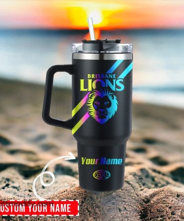 Brisbane Lions Afl Hologram Logo Custom Stanley Quencher 40Oz Stainless Steel Tumbler With Handle