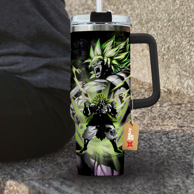 Broly Legendary Super Saiyan Dragon Ball Anime Custom Stanley Quencher 40Oz Stainless Steel Tumbler With Handle - Image 4