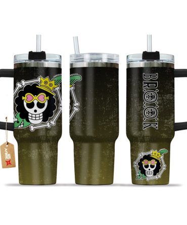 Brook One Piece Anime Custom Stanley Quencher 40Oz Stainless Steel Tumbler With Handle