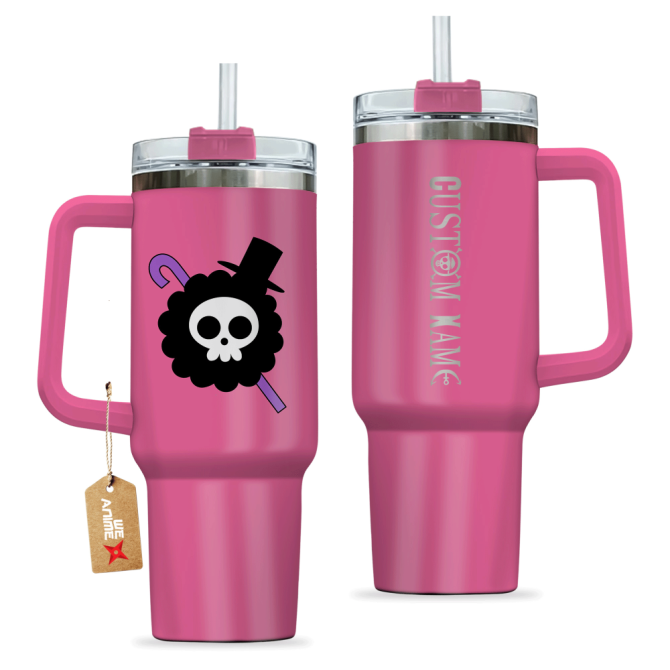Brook One Piece Anime Custom Stanley Quencher 40Oz Stainless Steel Tumbler With Handle - Image 2