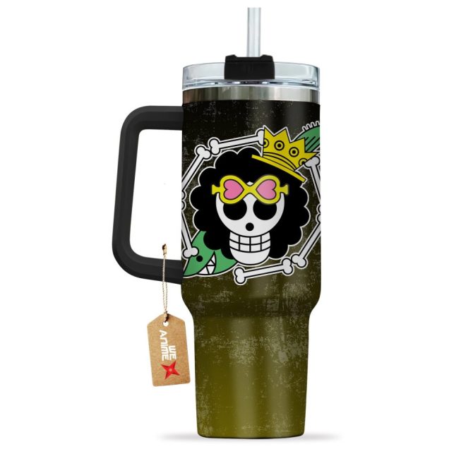 Brook One Piece Anime Custom Stanley Quencher 40Oz Stainless Steel Tumbler With Handle - Image 4