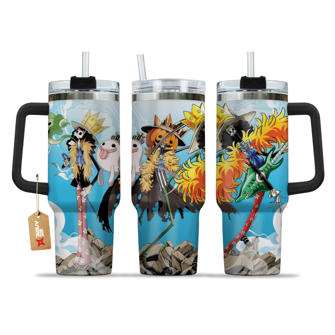 Brook One Piece Anime Custom Stanley Quencher 40Oz Stainless Steel Tumbler With Handle