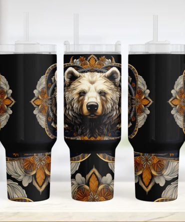 Brown Bear Custom Stanley Quencher 40Oz Stainless Steel Tumbler With Handle
