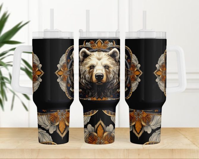 Brown Bear Custom Stanley Quencher 40Oz Stainless Steel Tumbler With Handle - Image 4