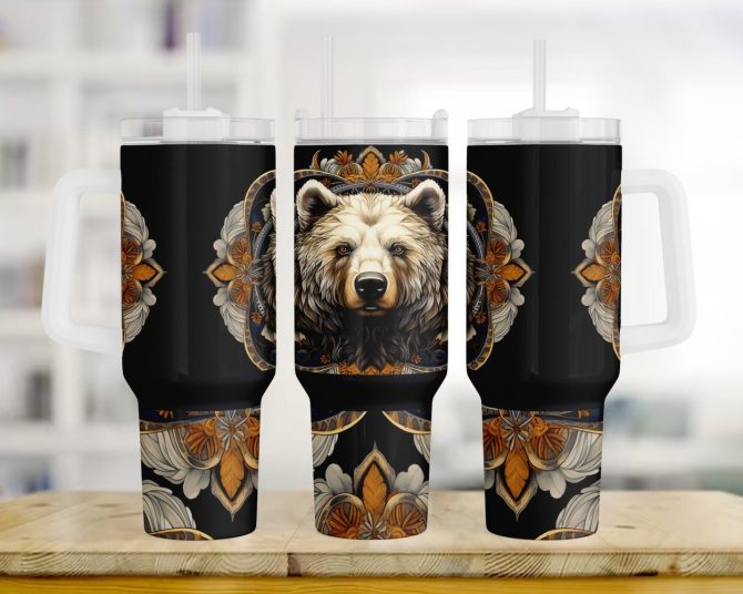 Brown Bear Custom Stanley Quencher 40Oz Stainless Steel Tumbler With Handle - Image 2