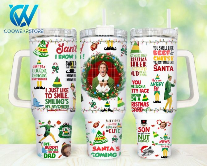 Buddy Elf Movies Custom Stanley Quencher 40Oz Stainless Steel Tumbler With Handle