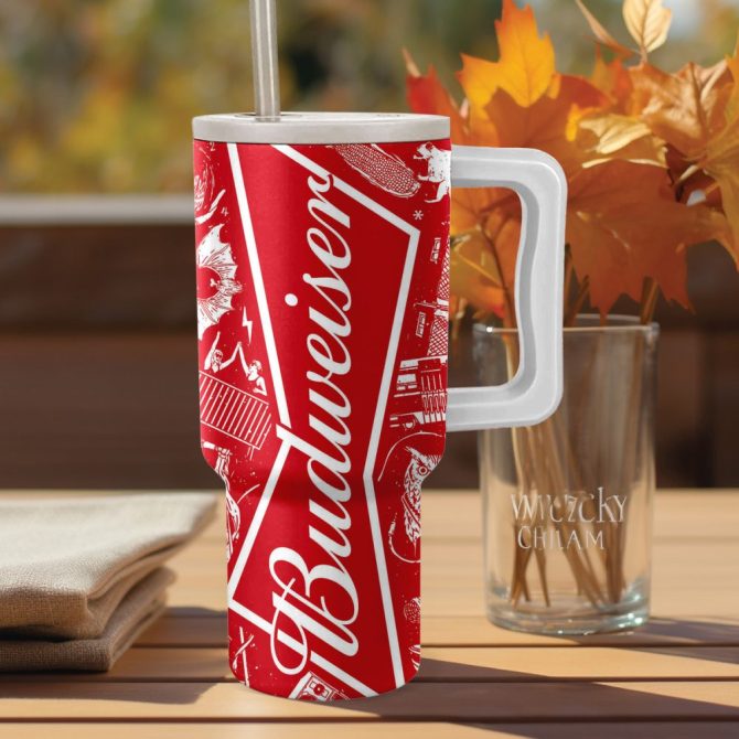 Budweiser King Of Beers Custom Stanley Quencher 40Oz Stainless Steel Tumbler With Handle - Image 2