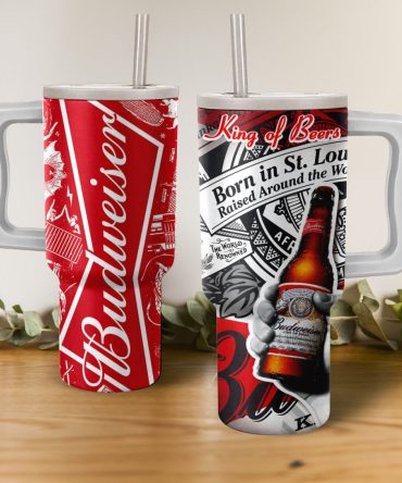Budweiser King Of Beers Custom Stanley Quencher 40Oz Stainless Steel Tumbler With Handle