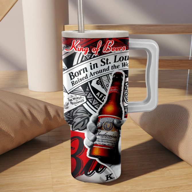 Budweiser King Of Beers Custom Stanley Quencher 40Oz Stainless Steel Tumbler With Handle - Image 3