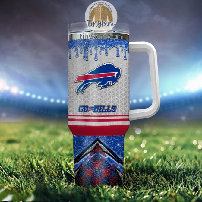 Buffalo Bills Glitter Nfl Custom Stanley Quencher 40Oz Stainless Steel Tumbler With Handle - Image 4