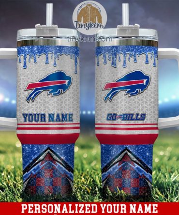 Buffalo Bills Glitter Nfl Custom Stanley Quencher 40Oz Stainless Steel Tumbler With Handle