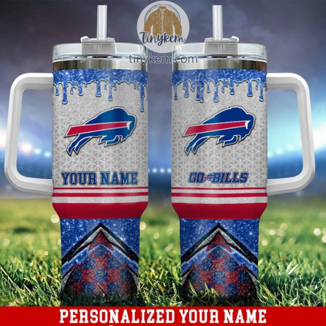 Buffalo Bills Glitter Nfl Custom Stanley Quencher 40Oz Stainless Steel Tumbler With Handle