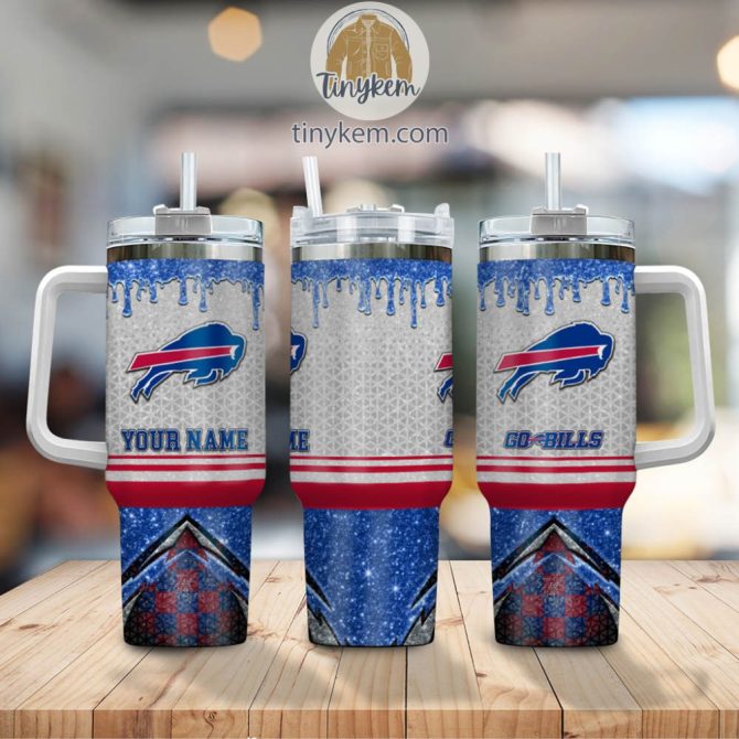Buffalo Bills Glitter Nfl Custom Stanley Quencher 40Oz Stainless Steel Tumbler With Handle - Image 2