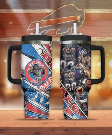 Buffalo Bills Mascot Nfl Custom Stanley Quencher 40Oz Stainless Steel Tumbler With Handle