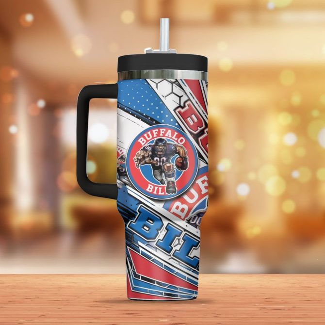 Buffalo Bills Mascot Nfl Custom Stanley Quencher 40Oz Stainless Steel Tumbler With Handle - Image 2