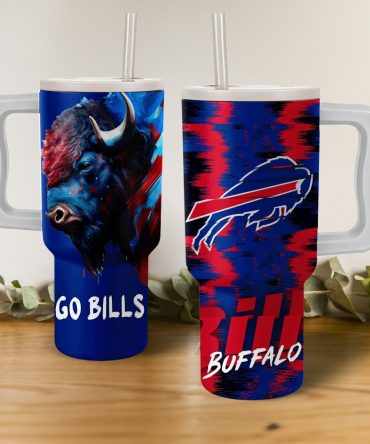 Buffalo Bills Mascot Nfl Custom Stanley Quencher 40Oz Stainless Steel Tumbler With Handle