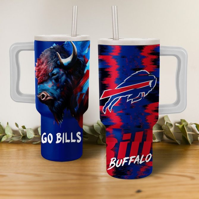 Buffalo Bills Mascot Nfl Custom Stanley Quencher 40Oz Stainless Steel Tumbler With Handle
