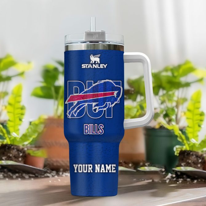 Buffalo Bills Nfl 3D Logo Custom Stanley Quencher 40Oz Stainless Steel Tumbler With Handle - Image 2