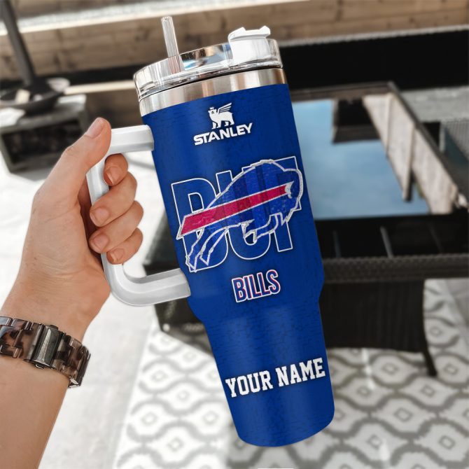 Buffalo Bills Nfl 3D Logo Custom Stanley Quencher 40Oz Stainless Steel Tumbler With Handle - Image 3