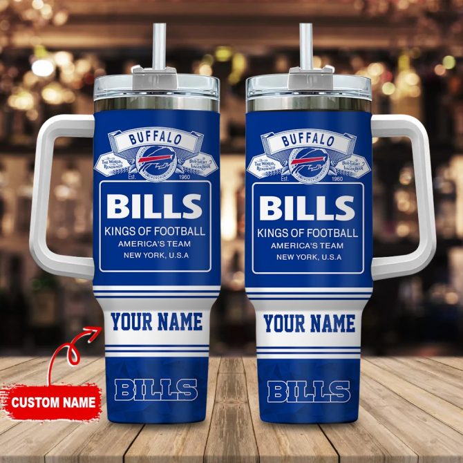 Buffalo Bills Nfl Bud Light Custom Stanley Quencher 40Oz Stainless Steel Tumbler With Handle