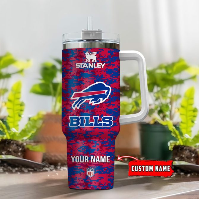 Buffalo Bills Nfl Camouflage Custom Stanley Quencher 40Oz Stainless Steel Tumbler With Handle - Image 2