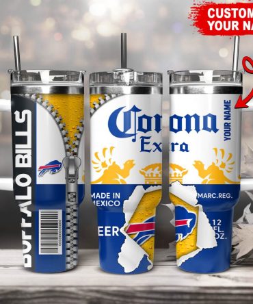 Buffalo Bills Nfl Corona Extra Custom Stanley Quencher 40Oz Stainless Steel Tumbler With Handle