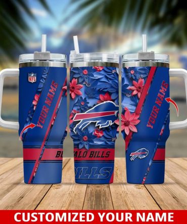 Buffalo Bills Nfl Custom Stanley Quencher 40Oz Stainless Steel Tumbler With Handle