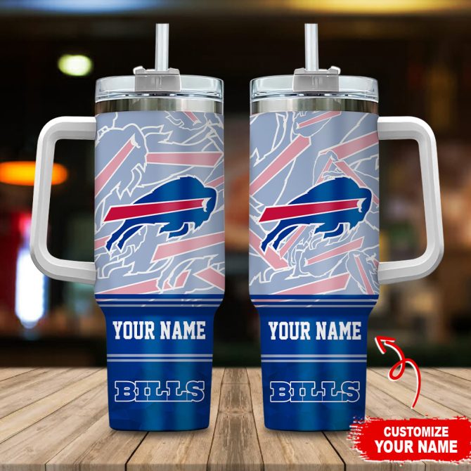 Buffalo Bills Nfl Custom Stanley Quencher 40Oz Stainless Steel Tumbler With Handle